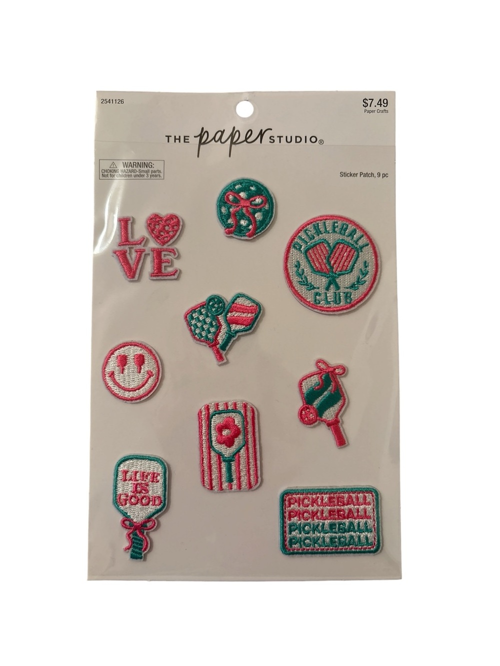 The Paper Studio Pink & Teal Pickleball Patch Sticker Set New in Package